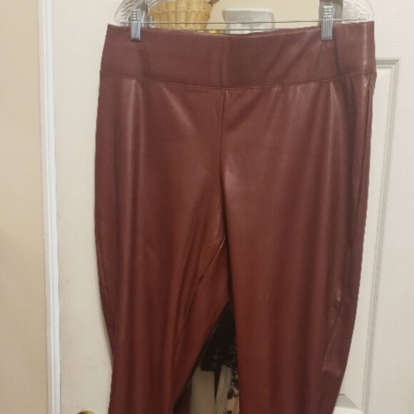 INC Red Faux Leather Pants Size 16 - Picture 1 of 2